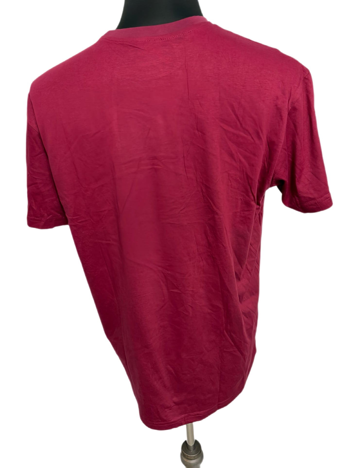 burgundy t-shirt with spiked african print