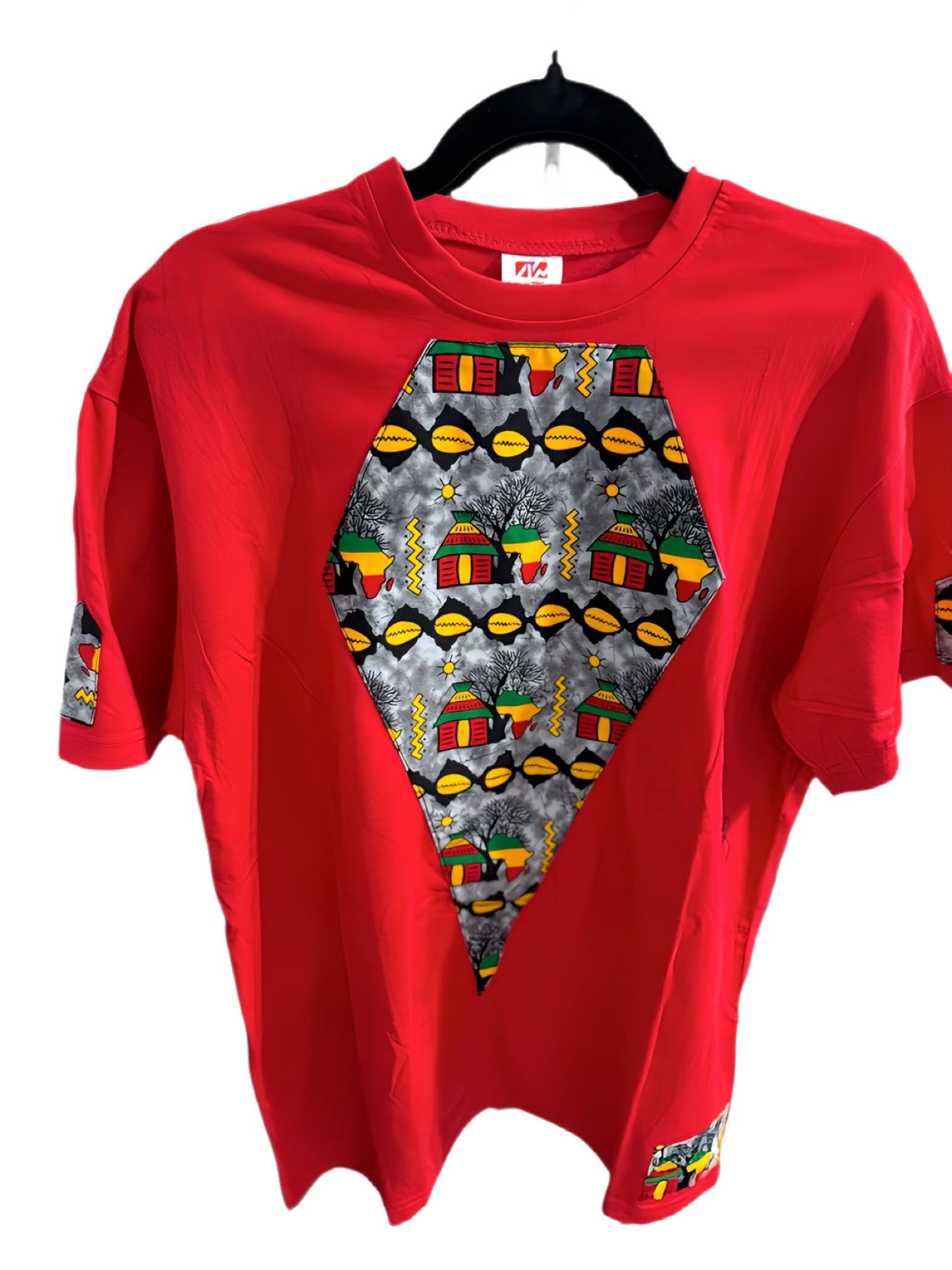 Red T-Shirt With African Sunset Design