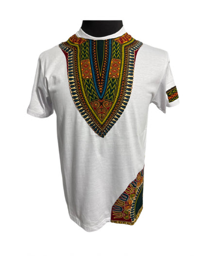 African dashiki T-Shirt White Short Sleeve