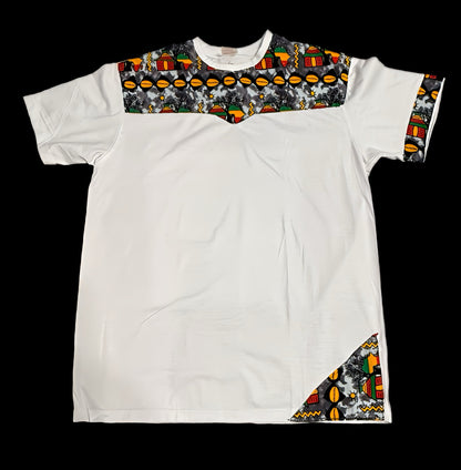 Black and Gold cowrie Shells Ankara T-shirt White
