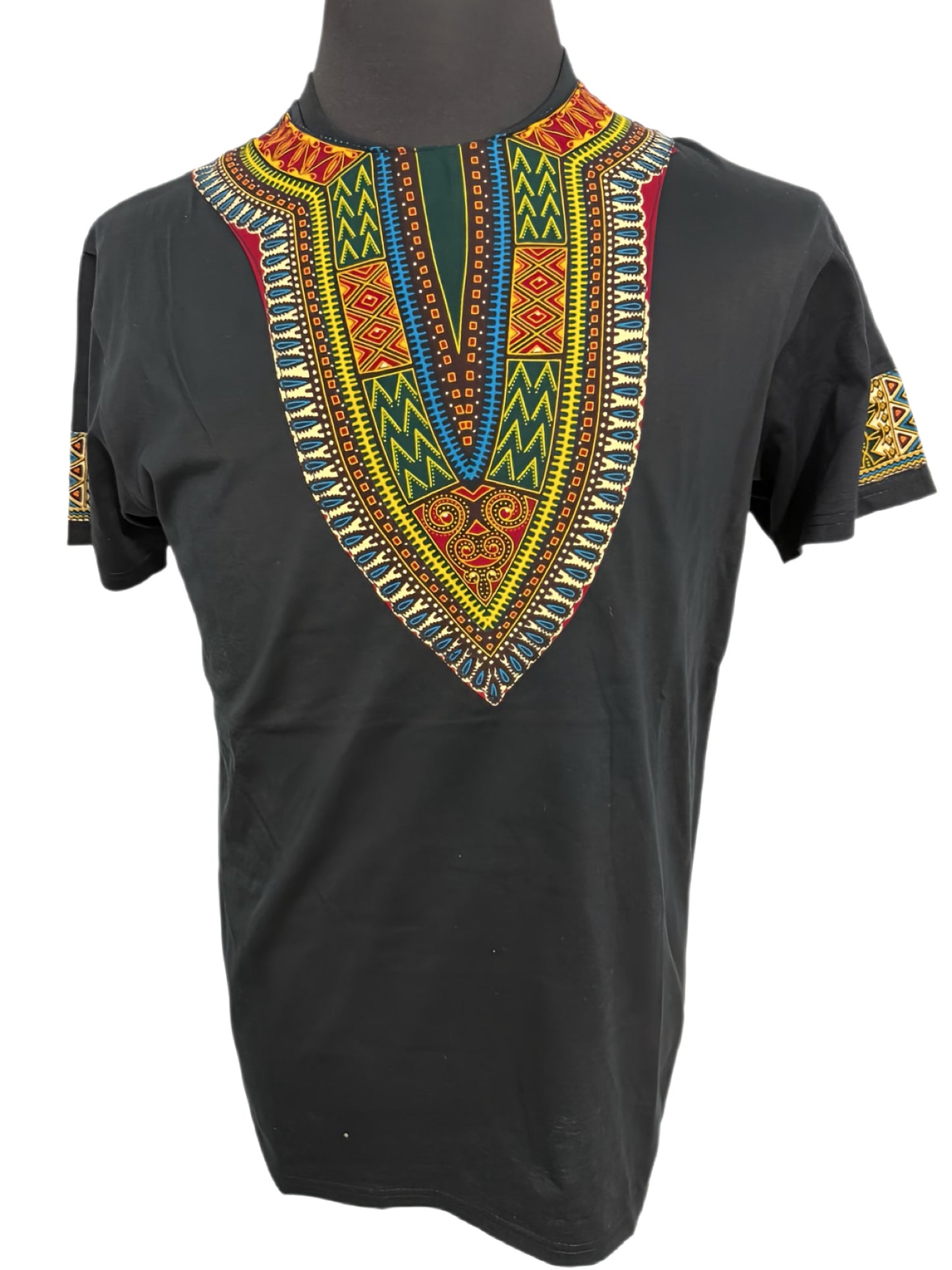 black t-shirt with dashiki