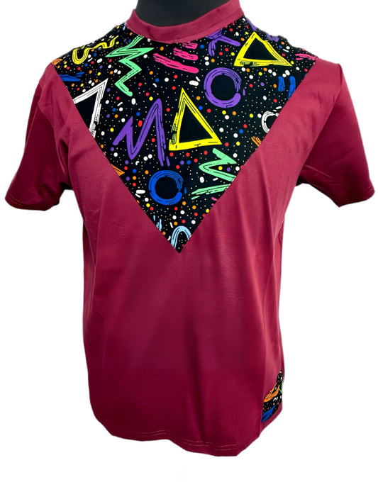 Burgundy Vibrant Abstract Design T-Shirt