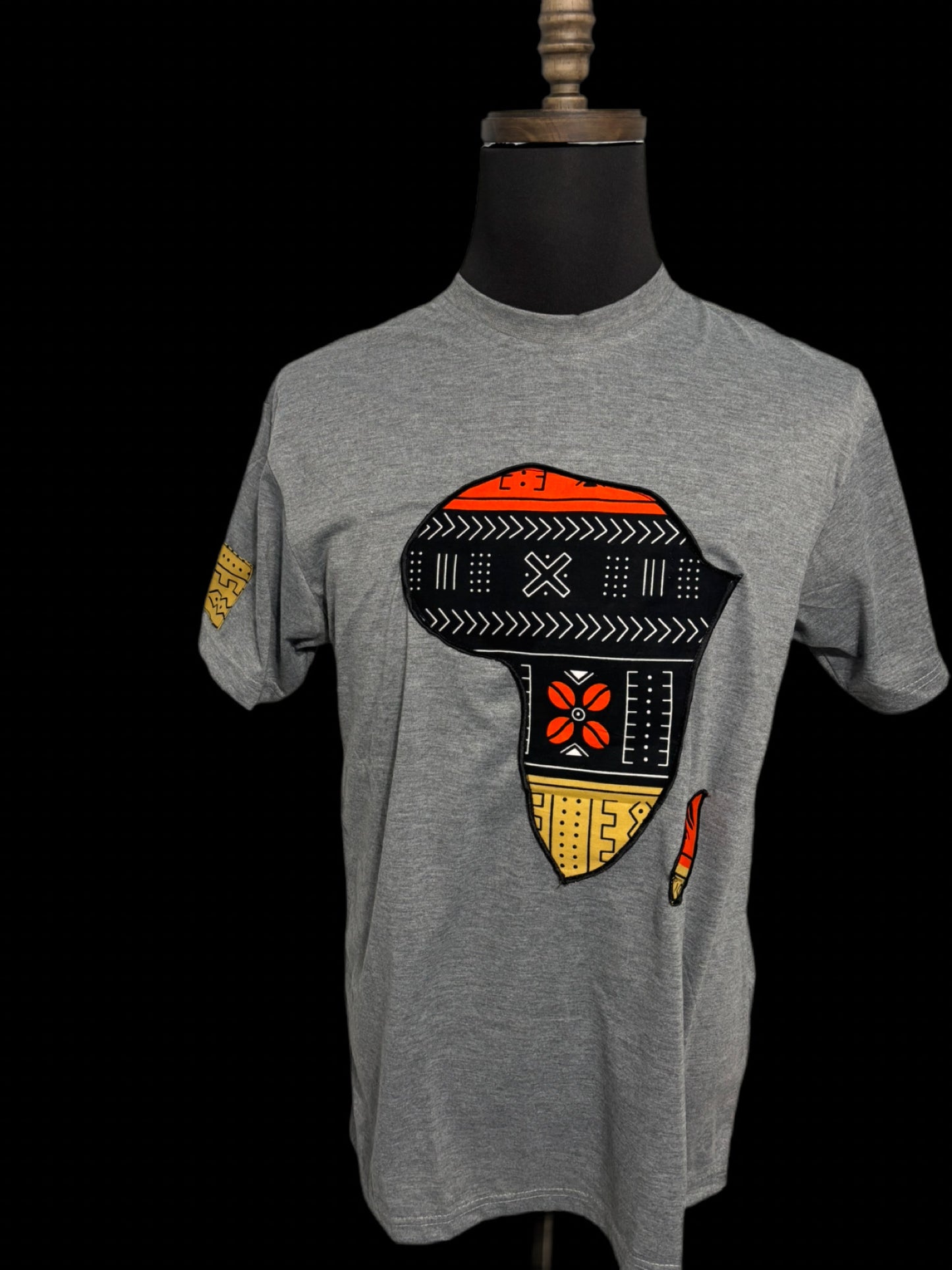 Grey T-shirt with multi-color African map