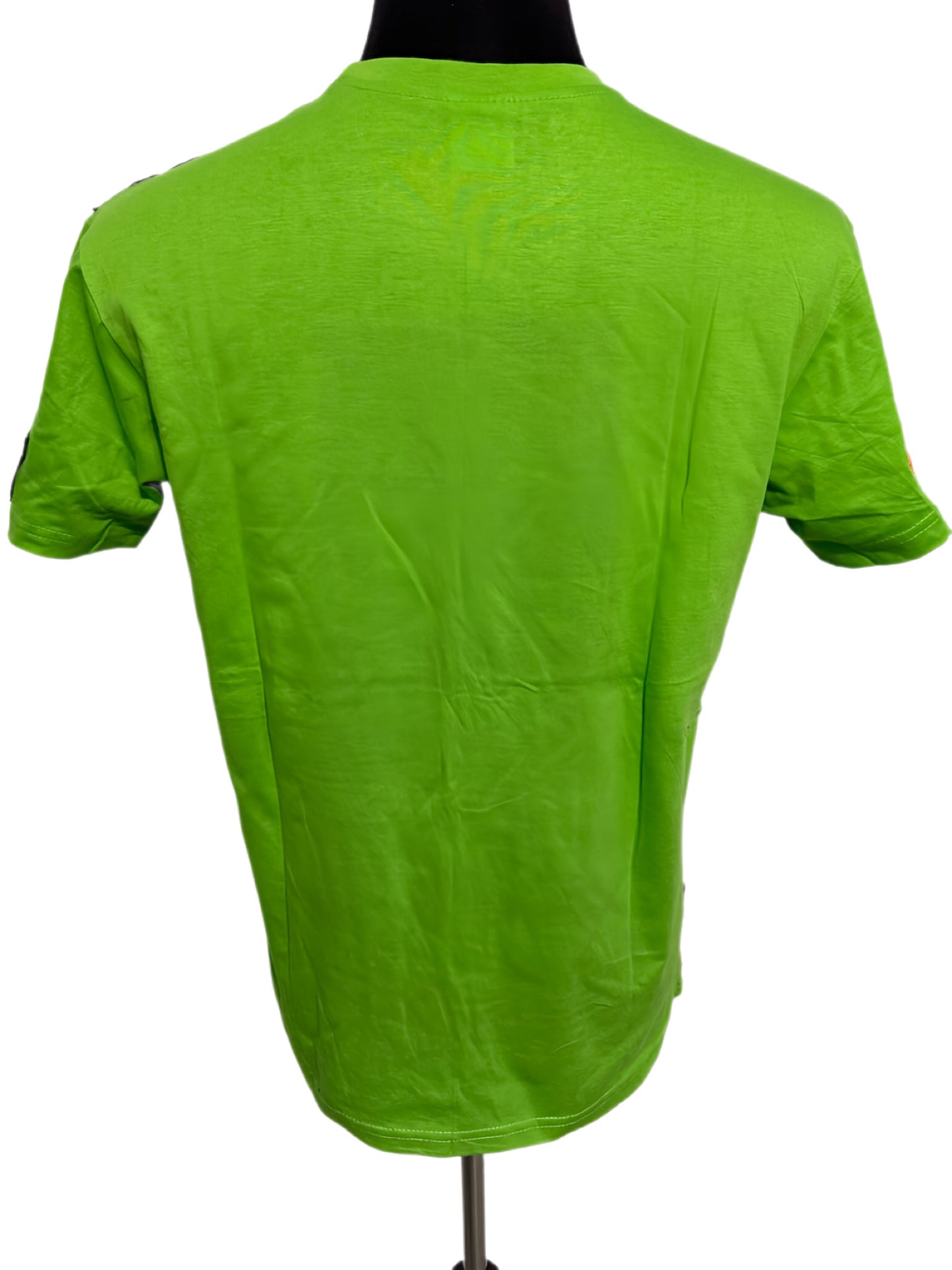 light green t-shirt with african symbols