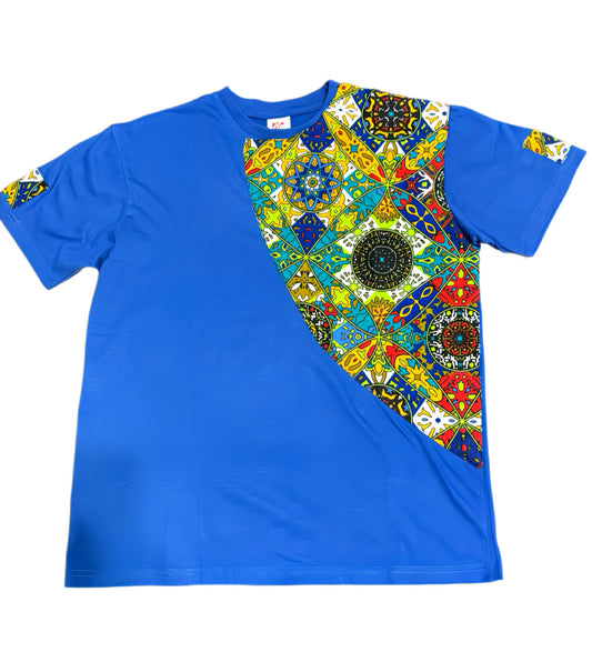 Royal Blue Ankara T-Shirt Short Sleeve