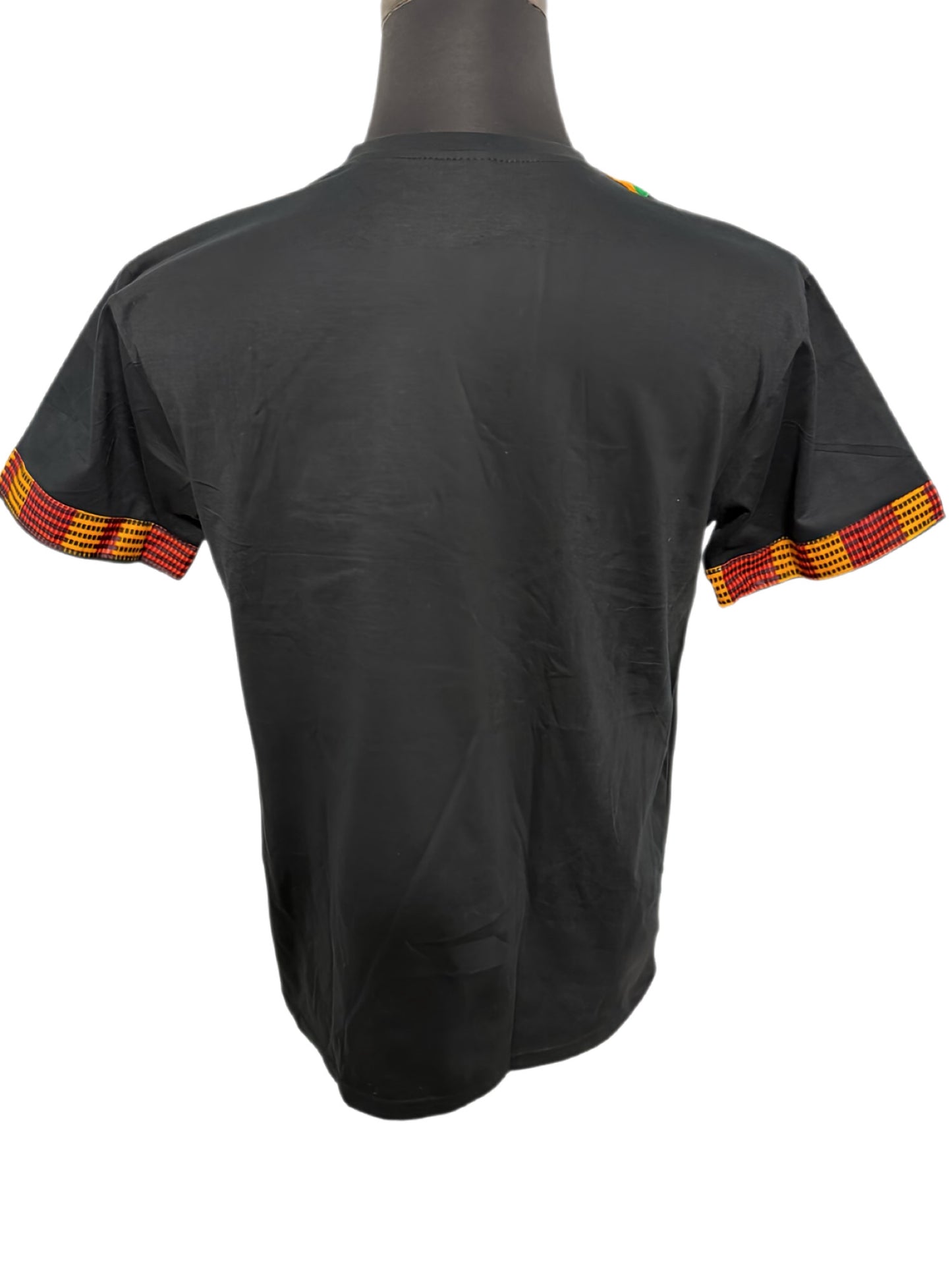 black t-shirt with kente applique