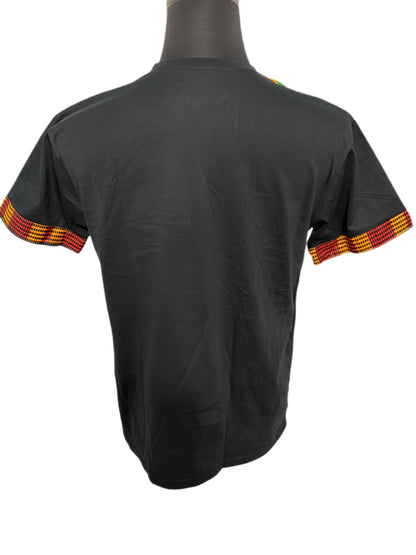 black t-shirt with kente applique