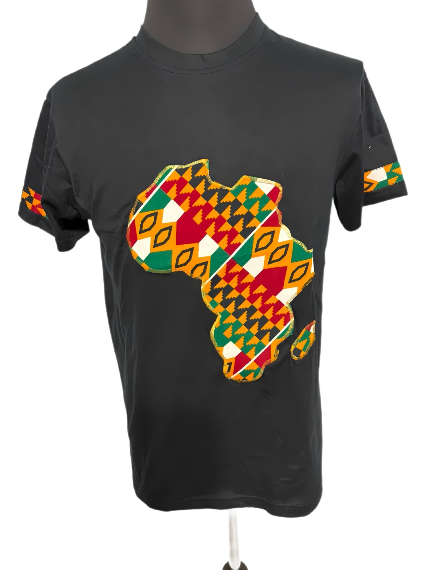 black t-shirt with African map print