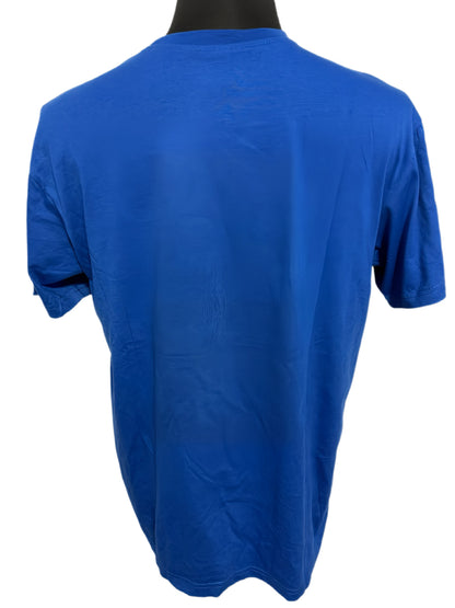 blue t-shirt with diamond shaped print design