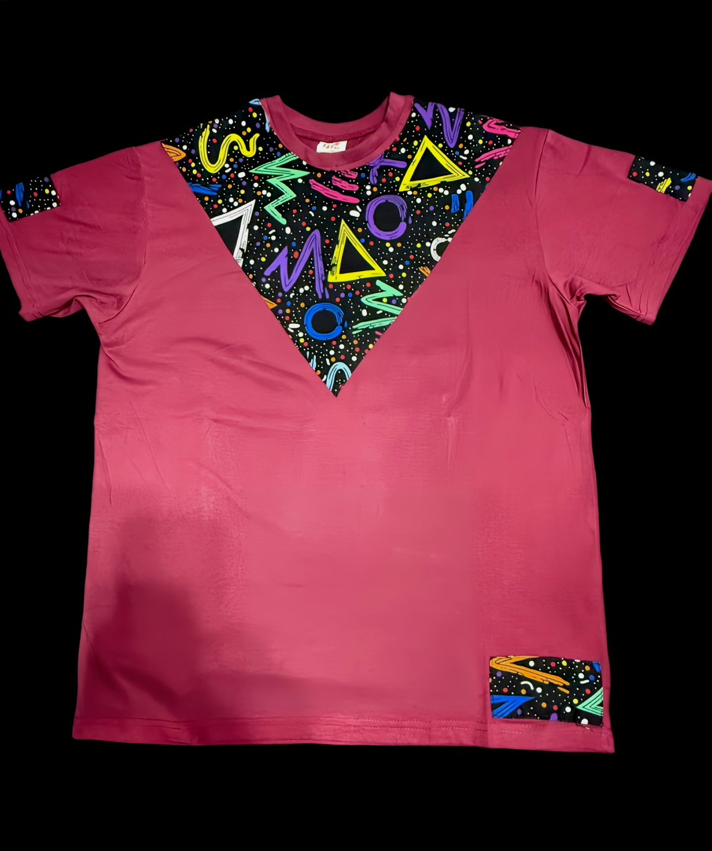 Burgundy Vibrant Abstract Design T-Shirt
