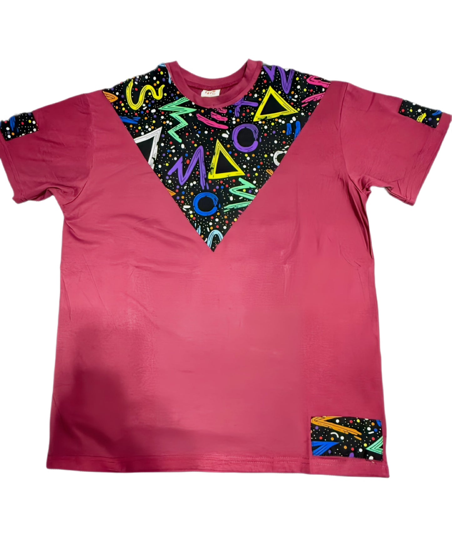Burgundy Vibrant Abstract Design T-Shirt