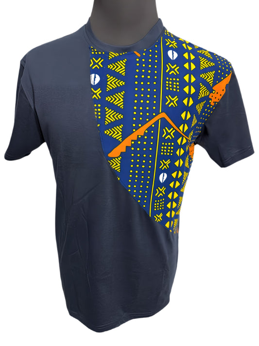 Dark Blue T-Shirt With Geometric Blue Print