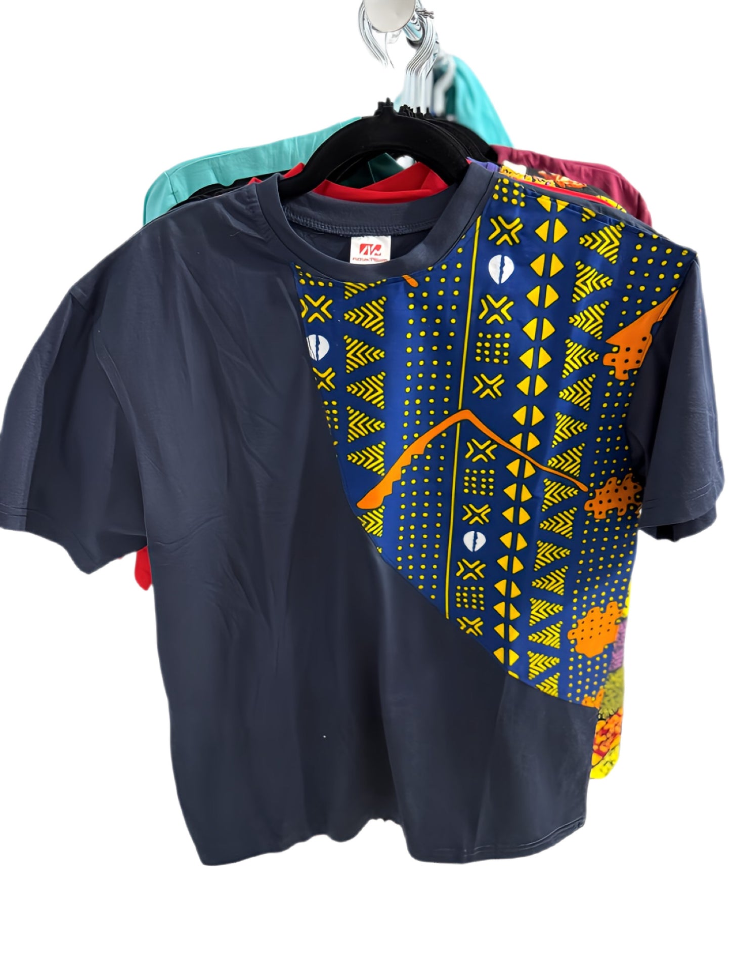 Dark Blue T-Shirt With Geometric Blue Print