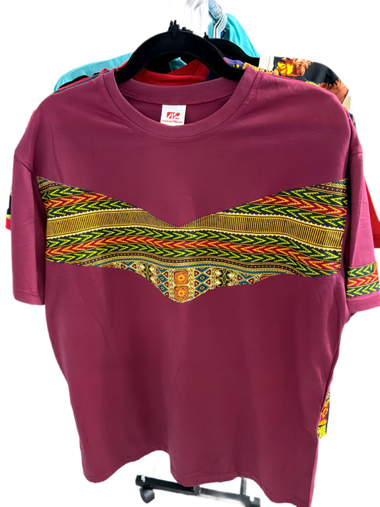 V Shaped Print on Burgundy Dup