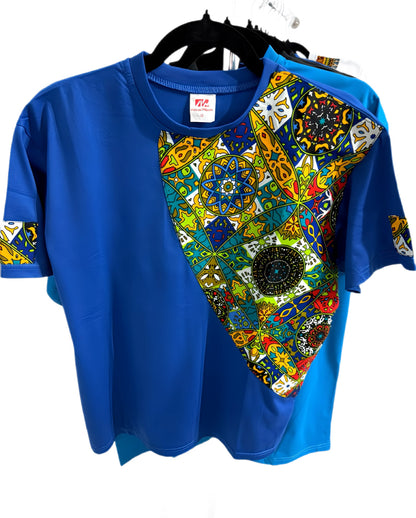 Royal Blue Ankara T-Shirt Short Sleeve