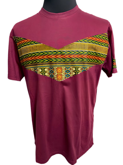 V Shaped Print on Burgundy Dup