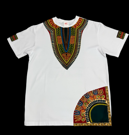 White T-Shirt With Dashiki