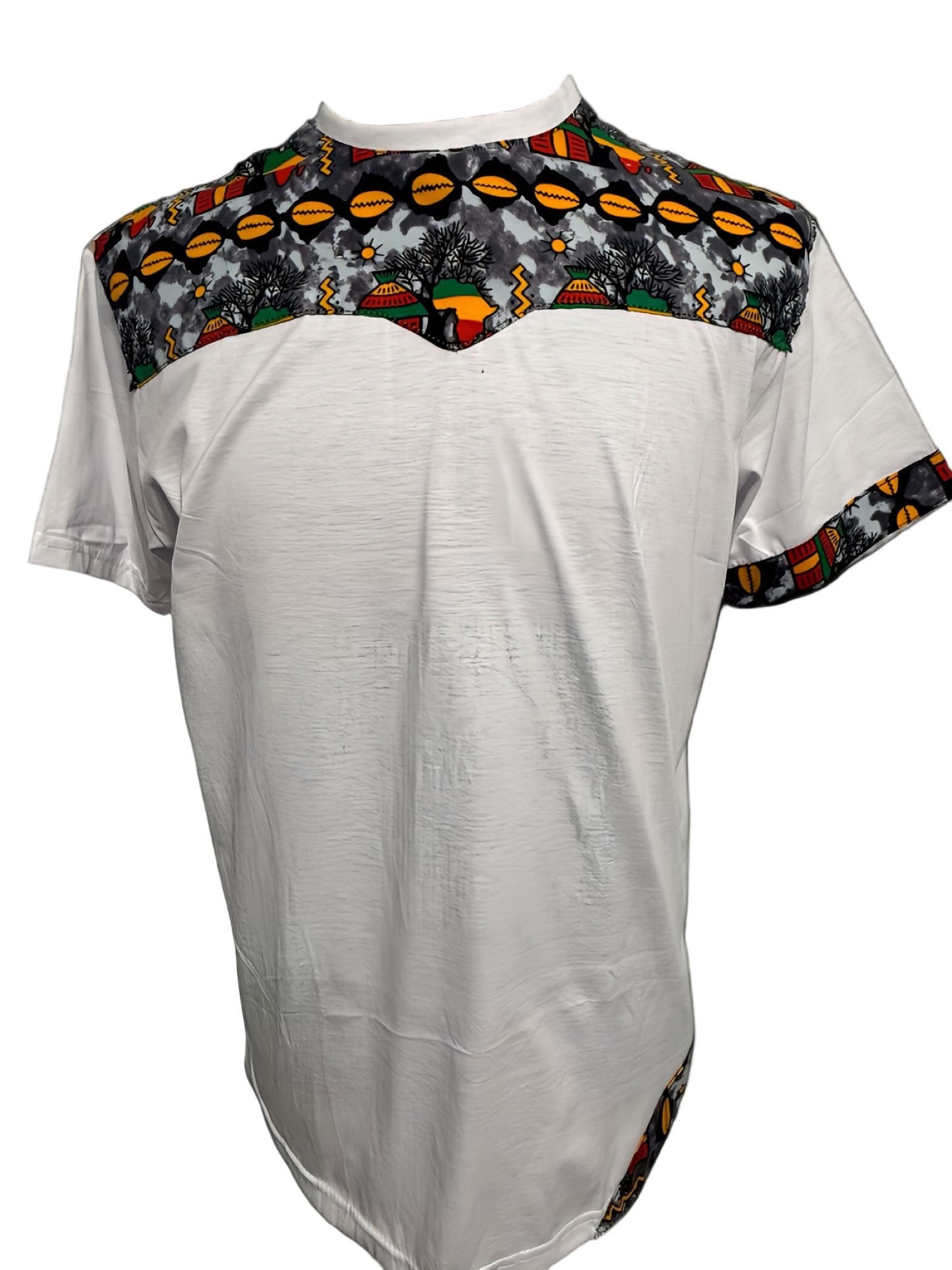 Black and Gold cowrie Shells Ankara T-shirt White